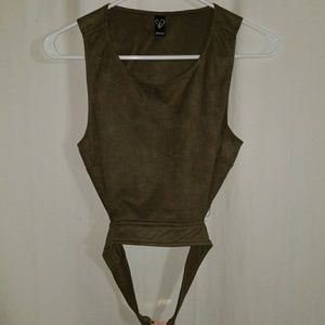 Army green suade crop